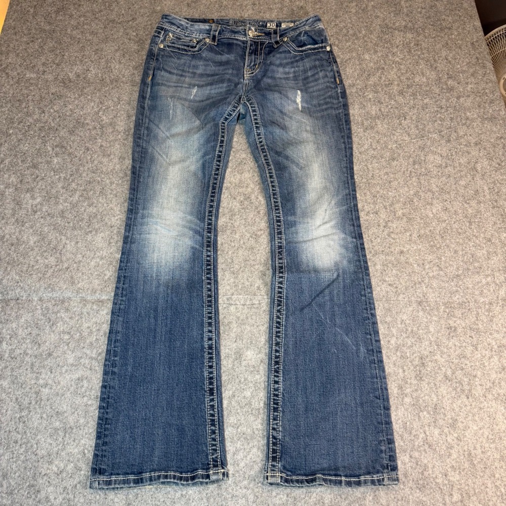 Miss Me Mid-Rise Bootcut Jeans Dark Wash Paisley Embroidered MW5845B Size 30